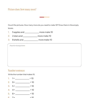 Page 2 of Number Bonds to 10, made by Baker