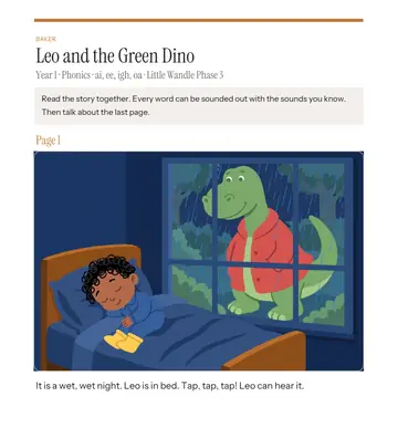 Page 1 of Leo and the Green Dino, made by Baker