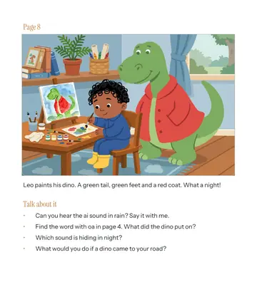 Page 8 of Leo and the Green Dino, made by Baker