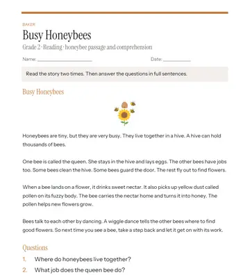 Page 1 of Busy Honeybees, made by Baker