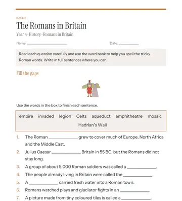 Page 1 of The Romans in Britain, made by Baker